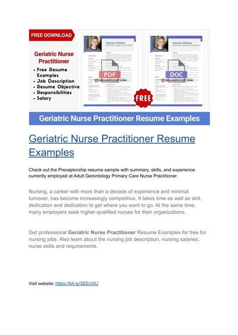 PPT - Geriatric Nurse Practitioner Resume Examples PowerPoint Presentation - ID:11011038