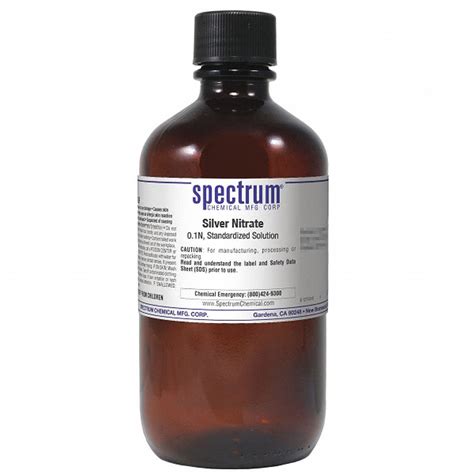 0.1 N, Amber Glass, Silver Nitrate, Standardized Solution - 6WYK2|S-163-1LT - Grainger