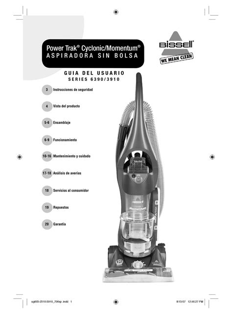 BISSELL MOMENTUM VACUUM GUÍA DEL USUARIO Pdf Download | ManualsLib