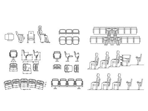 Set of auditorium chairs. in AutoCAD | CAD download (207.05 KB) | Bibliocad