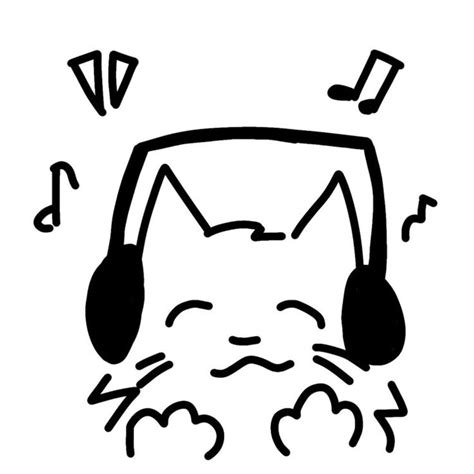 Cute Cat Doodle with Music Notes