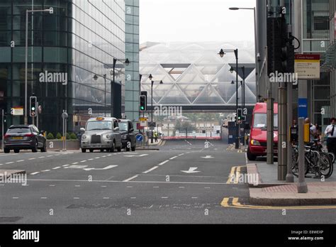 Canary Wharf outside John Lewis crossrail construction London Stock ...