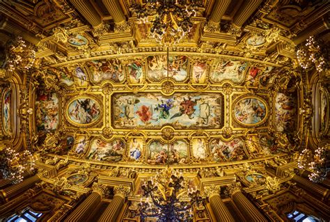 renaissance painting ceiling the ceiling #columns Opera Garnier #painting #chandeliers Grand ...