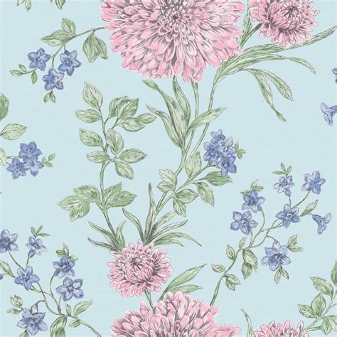 Rasch Bordeaux Flower Pattern Floral Motif Traditional Metallic Wallpaper 208511 - Teal Pink | I ...