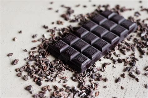 Image of block of dark chocolate - Austockphoto