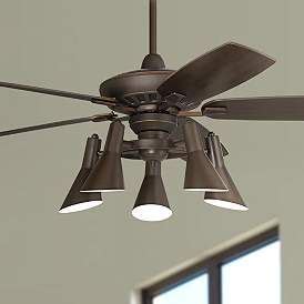 52" Journey Bronze Modern Retro 5-Light LED Ceiling Fan with Remote ...