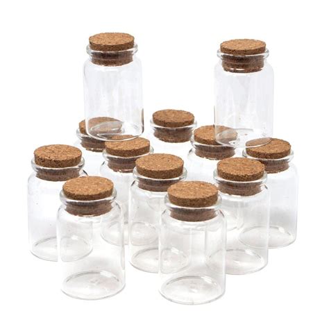 Homeford Glass Spice Jar Corked Favor Bottles, 3-Inch, 12-Count | Glass ...