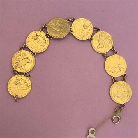 Antique Coin Bracelet with Gold Plated American 3 Cent Nickel Coins For Sale at 1stDibs | mi ...