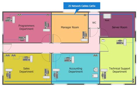 the floor plan for an office building with multiple rooms and two separate rooms, each with ...