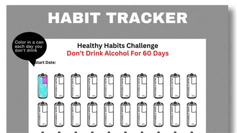 No Alcohol for 60 Days Challenge Printable | No Alcohol Challenge | Dry ...