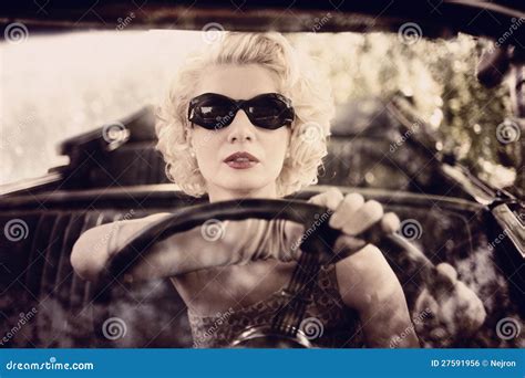 Retro Woman Driving A Car Stock Photography | CartoonDealer.com #27591956