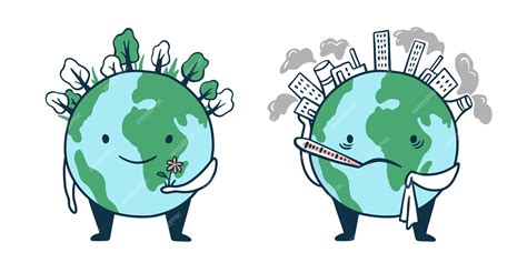 Premium Vector | Pollution of the planet concept sad sick planet earth ...