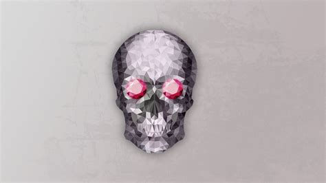 White and black skull painting, skull, simple background, low poly, digital art HD wallpaper ...