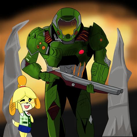 Doomguy and Isabelle by Mr-Horror on Newgrounds