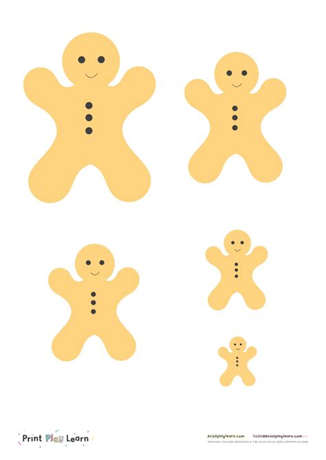 Gingerbread Men - different sizes - Printable Teaching Resources - Print Play Learn