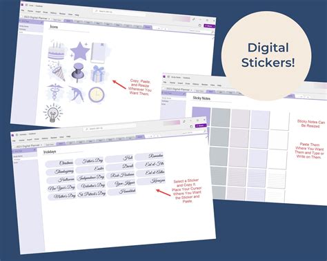 Onenote 2023 Digital Planner With Stickers Monday Start - Etsy