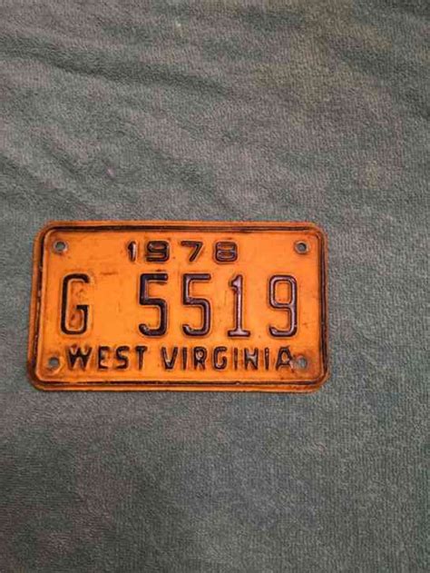 VINTAGE MOTORCYCLE LICENSE PLATE ~ 1978 WEST VIRGINIA