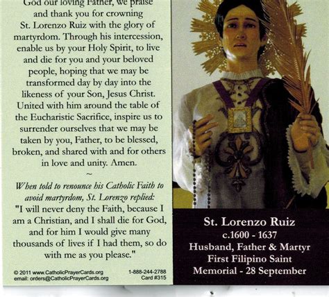 Saint Lorenzo Ruiz Prayer Card | ubicaciondepersonas.cdmx.gob.mx