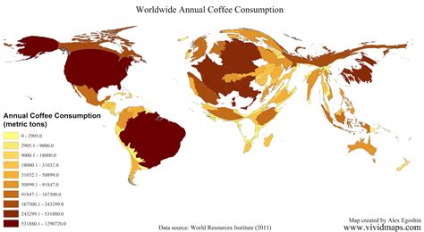 Worldwide annual coffee consumption - Vivid Maps