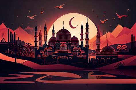 Detailed Vector Paper Cute Mosque Illustration. Islamic Architecture. Ramadan Concept Stock ...