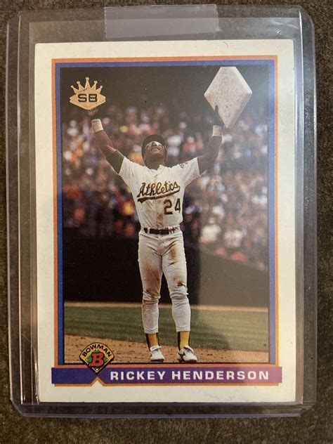 1991 Bowman Baseball #692 Rickey Henderson Stolen Base Record Gold | eBay