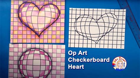 Op Art Checkerboard Heart (Mrs. Brown • Art ®) - YouTube