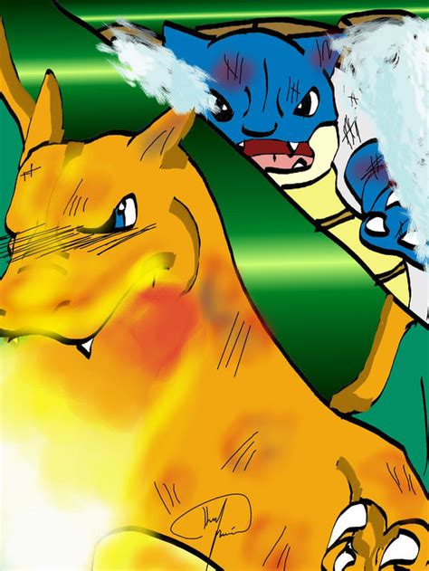 Charizard vs. Blastoise by KLouDraws on DeviantArt