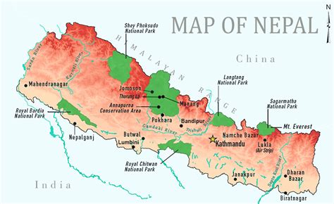 Nepal Tourist Map, Map of Nepal, Nepal Tourism Map