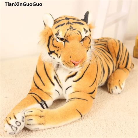 large 75cm lovely yellow tiger plush toy simulation prone tiger soft doll throw pillow birthday ...