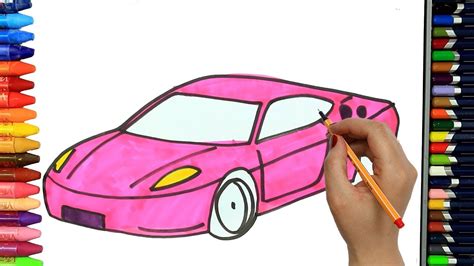 How to draw pink car | Colors | Drawing and Painting | How to color ...