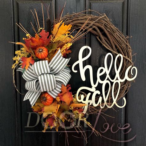 Hello Fall floral wreath | Wreaths, Fall floral, Hello autumn