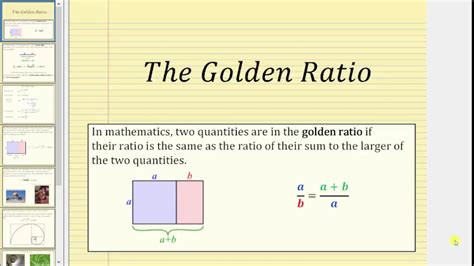 The Golden Ratio - YouTube