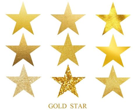 Gold Star Stars Clip Art Stars Glitter Foil Gold Digital | Etsy