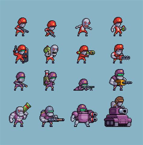 [OC] A bunch of enemy sprites I created for a game I'm working on : r ...