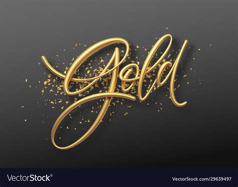 Word gold 3d calligraphic lettering realistic Vector Image