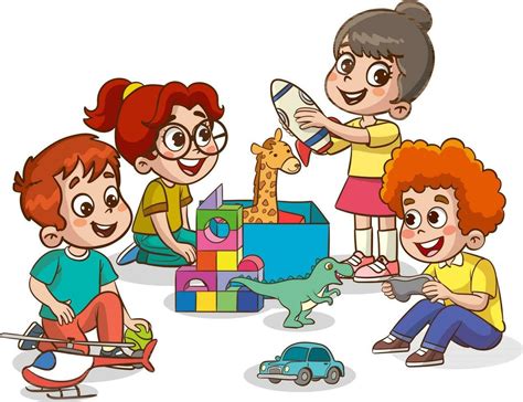 niños jugando con juguetes vector ilustración de niños jugando con ...