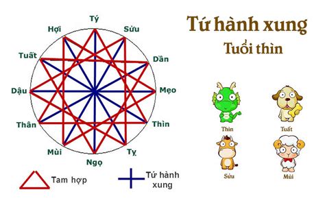 Tứ hành xung tuổi Thìn bao gồm những con giáp nào?