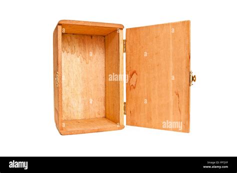 Empty Wooden Box On End With Hinged Door Open Stock Photo - Alamy