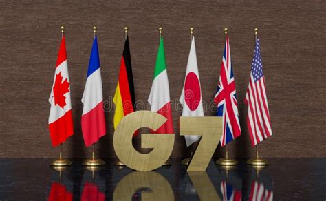 G7 Summit. Flags of Members of G7 Group of Seven and List of Countries, Group of Seven Stock ...