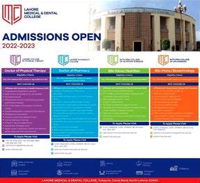 Lahore Medical & Dental College (LMDC), Lahore Undergraduate Admissions 2022-23 details ...