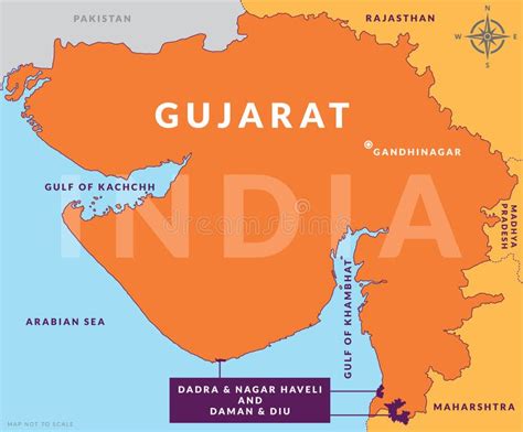 State of Gujarat India with Capital City Gandhinagar Along with Union ...