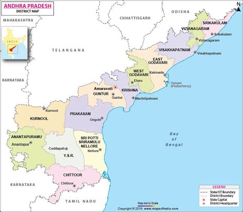 Find district map of Andhra Pradesh. Map showing all the districts with their respective ...