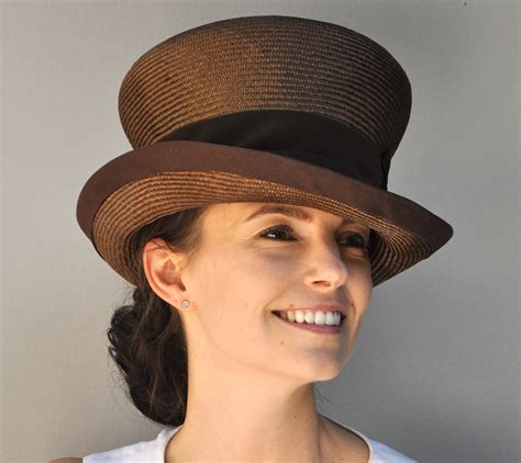 Women's Brown Top Hat, Ladies Brown Hat, Mad Hatter, Wedding Hat, Derby ...