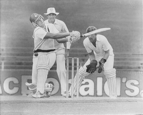 Cricket at SCG, NSW Vs Qld.Thomson swings.Jeff Thomson shuts his eyes ...