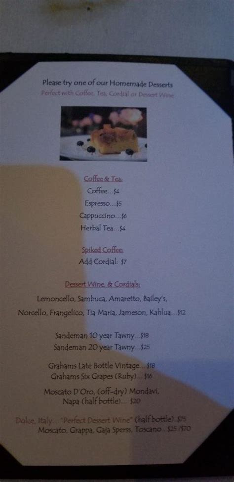 Menu at Pelican cafe, Lake Park