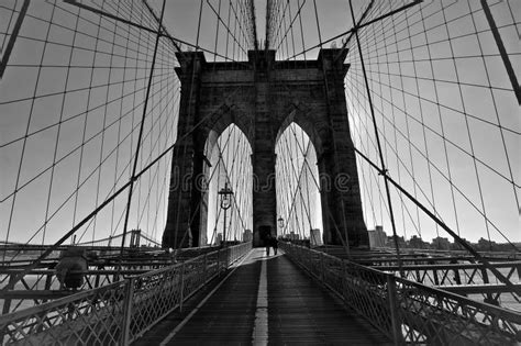 Brooklyn Bridge, Black and White Stock Image - Image of steel, urban ...