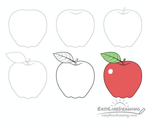 How to Draw an Apple Step by Step - EasyLineDrawing | Drawing apple, Leaf drawing, Apple painting