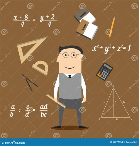 Mathematician or Teacher and Education Icons Stock Vector - Illustration of pencil, profession ...