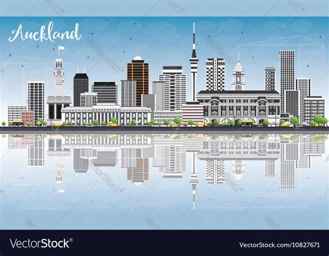 Auckland skyline with gray buildings Royalty Free Vector