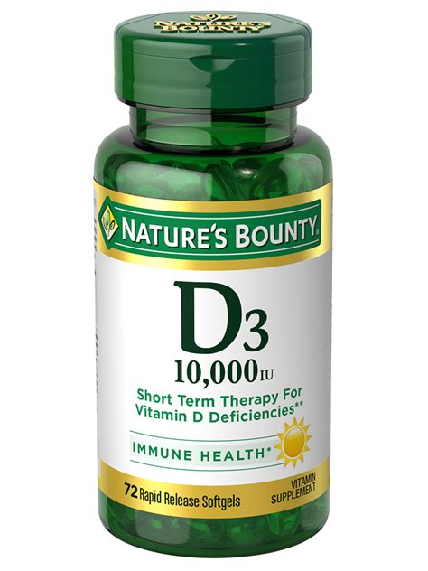 Vitamin D3 10000 IU, 72 Softgels – Nature's Bounty